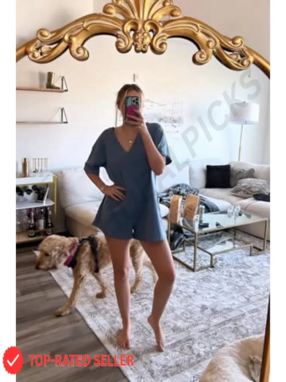 Oversized Hot Shot Tee Romper for Women, Comfy One-Piece with Pockets, Athletic